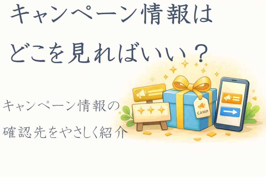 DUGAのキャンペーン情報の確認先を案内するアイキャッチ画像｜今のお得情報を見たい人向けの記事