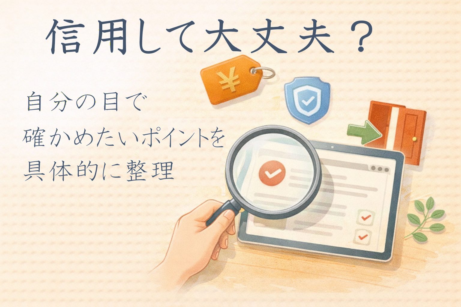 DUGAを信用してよいか自分で確認するイメージのアイキャッチ画像｜料金・個人情報・退会の確認ポイントを整理する記事
